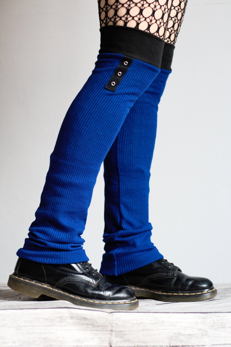 Leg Warmers royal Blue Eyelets Black Goth Punk Etsy
