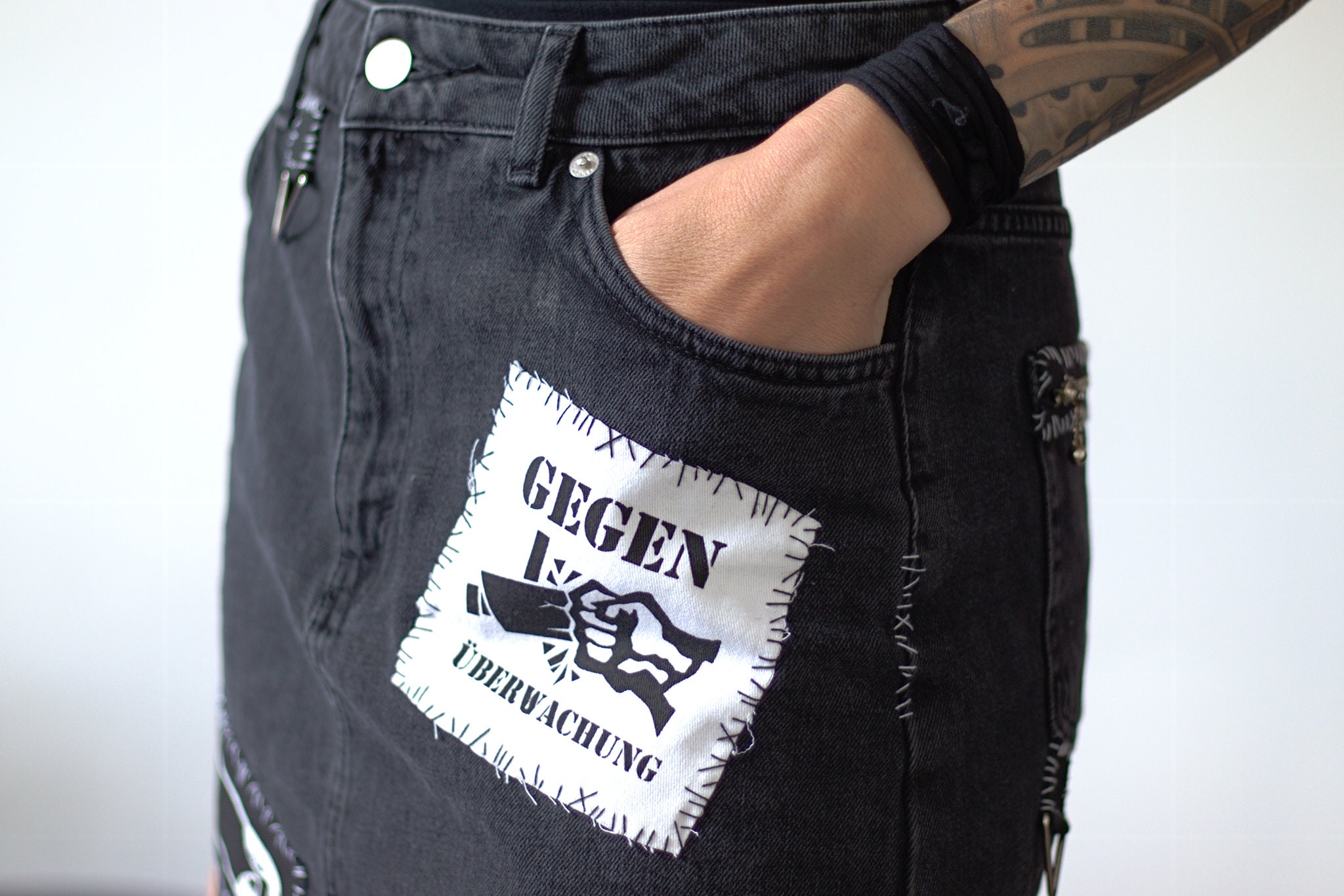 Protect spike Denim black/white protect.ldn knit spike denim