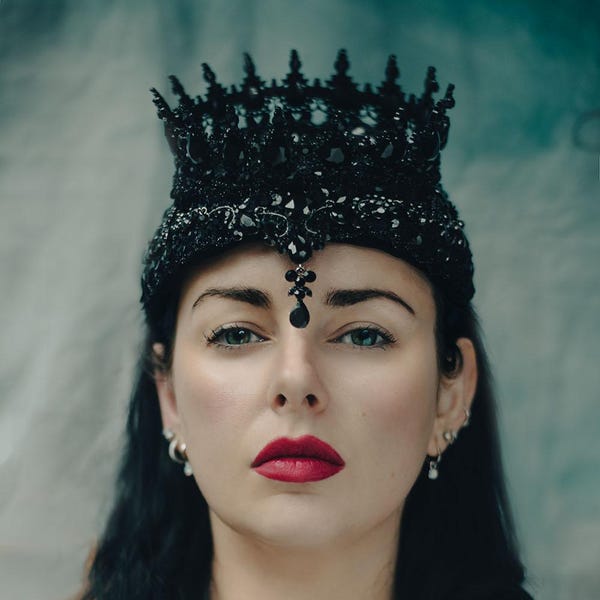 Black Crystal 'Umbriel' Luxury Gothic Crown for Alternative Brides | Handcrafted Crystal Couture Headpiece | Fantasy Queen Wedding