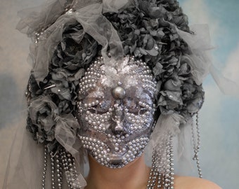 Silver and Grey ‘The Death of Dreams’ Headdress Mask - Death Mask Series