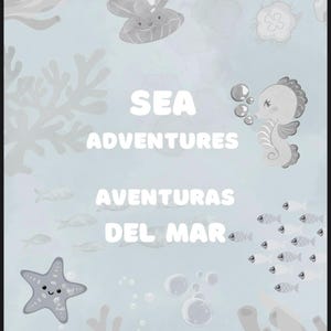 Bilingual Sea Creatures (22 cute creatures) Coloring Book – English & Spanish – Kids Printable Coloring Pages – Educational Digital Download