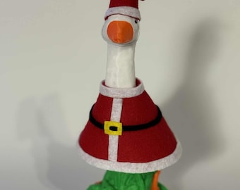 Santa Desk Goose Outfit – Funny Christmas Goose Clothing for 7 Inch Desk Goose – Handmade Holiday Costume, Quirky Office Decor, Festive Gift