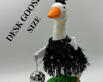 New Year's Desk Goose Costume | Mini Disco Ball, Felt Outfit (Fits 7" Geese)