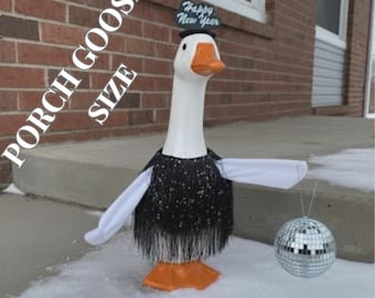 New Years Porch Goose Outfit with Disco Ball
