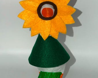 Sunflower Desk Goose Outfit | Handmade Felt Floral Costume for 7”