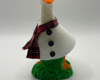Snowman Desk Goose Outfit | Handmade Felt Winter Costume for 7" Statue| Christmas Décor