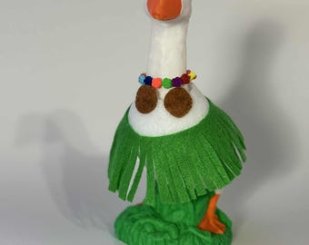 Hula Girl Desk Goose Outfit – Funny Summer Goose Clothing for 7 Inch Desk Goose – Handmade Tropical Costume, Quirky Office Decor, Beach Gift