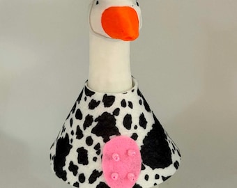 Cow Desk Goose Outfit | Handmade Felt Farm Costume for 7”