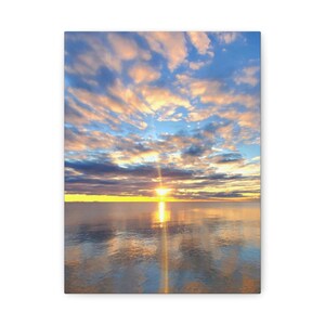 Serene Ocean Sunset Leinwand Wandkunst, Wohnkultur, Entspannungsgeschenk, Natur Kunstwerk Meditation Raumdekoration