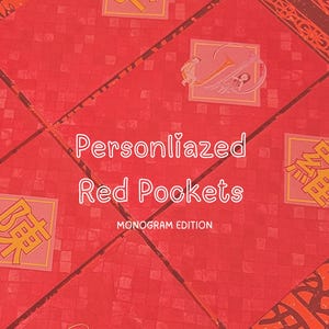 Pochette rouge personnalisée, monogramme personnalisé, enveloppe porte-bonheur, hongbao dessiné main, nouvel an lunaire, souvenir unique