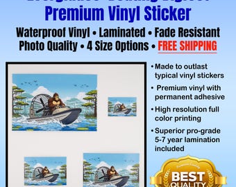 Everglades Airboat Bigfoot Sticker: Waterproof, Durable Vinyl Decal