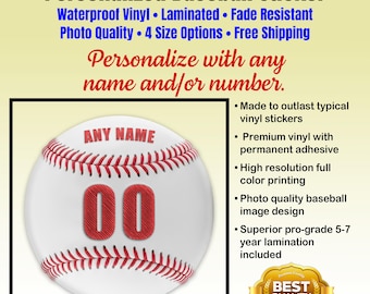 Personalized Baseball Sticker: Waterproof, UV Protected, Laminated