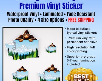Bigfoot in Washington State Sticker: Waterproof, Durable Vinyl