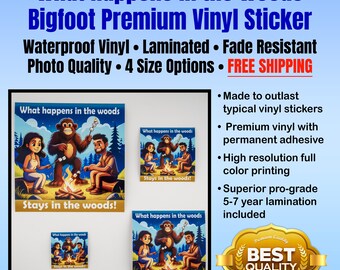 Bigfoot in Woods Sticker: Waterproof, Durable Vinyl Decal