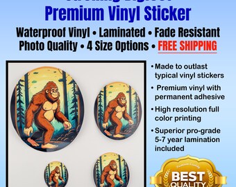 Strolling Bigfoot Vinyl Sticker: Waterproof, Ultra Durable Laminated Decal