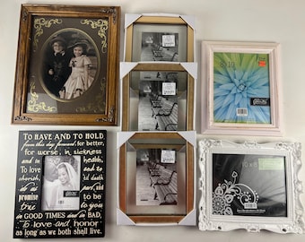 Gallery Wall Frame Set – Lot of 7 Mixed Photo Frames – Vintage, Rustic, Modern – 5x7 to 10x8