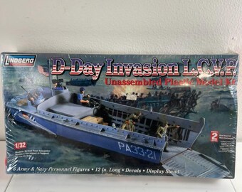 Vintage Lindberg D-Day Invasion LCVP 1/32 Factory Sealed WWII Model Kit