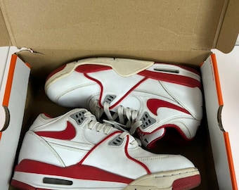 Nike Air Flight '89 White Red Men's Basketball Sneakers Size US 9 EU 43 Vintage Athletic Shoes