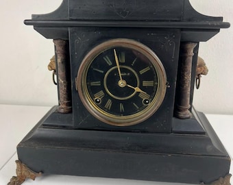 Antique Metropolitan Mfg Co New York Mantel Clock Key Wind Chime Works Original Key Included
