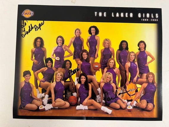 lakers poster girl purple dress Rare Signed 1999–2000 Laker Girls Photo – Kobe/Shaq Era Collectible 8.5x11