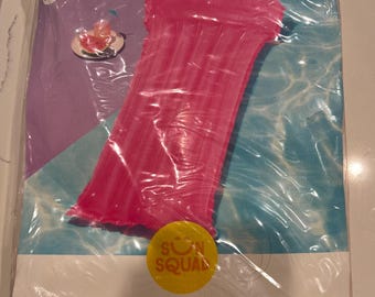 Pink Inflatable Pool Float with Built-In Pillow – Summer Lounge Raft – Sun Squad – New