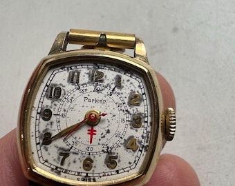 Vintage Parker Schweizer Armbanduhr – Funktionsfähiges Uhrwerk • Ohne Glas • Mechanische Uhr aus den 1940er Jahren