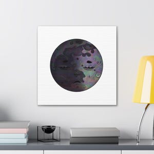 Moon Phase Canvas Art: Abstract Cosmic Lunar Wall Decor