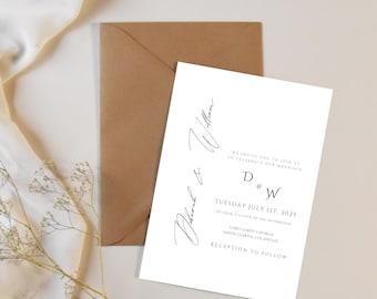 Elegant Wedding Invitation Suite: DIY Template, RSVP, Save the Date (Digital Download)