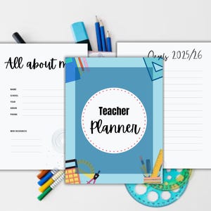 TEACHER PLANNER Printable | 2025-2026 Digital Teacher Binder | Lesson Plan, Attendance Tracker, Calendar, Homeschool Planner PDF