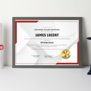 MODERN HIGH School Diploma Certificate Template | Editable Printable Graduation Certificate PDF | Elegant Homeschool Diploma Download