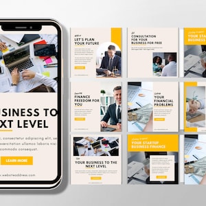 Finance Social Media Template | Canva Templates for Instagram | Financial Coach Marketing Kit | Money Tips Content Bundle for Business