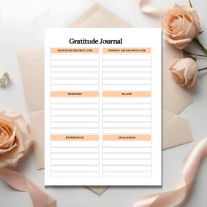 Editable Gratitude Journal Template Canva Daily Self Care Journal Printable Mindfulness Planner Positive Affirmation Journal