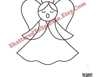 Digitale download glas-in-loodpatroon Church Angel | Patroon van de zonvanger voor de feestdagen | Directe hobbylicentie downloaden | Glas-in-loodpatroon
