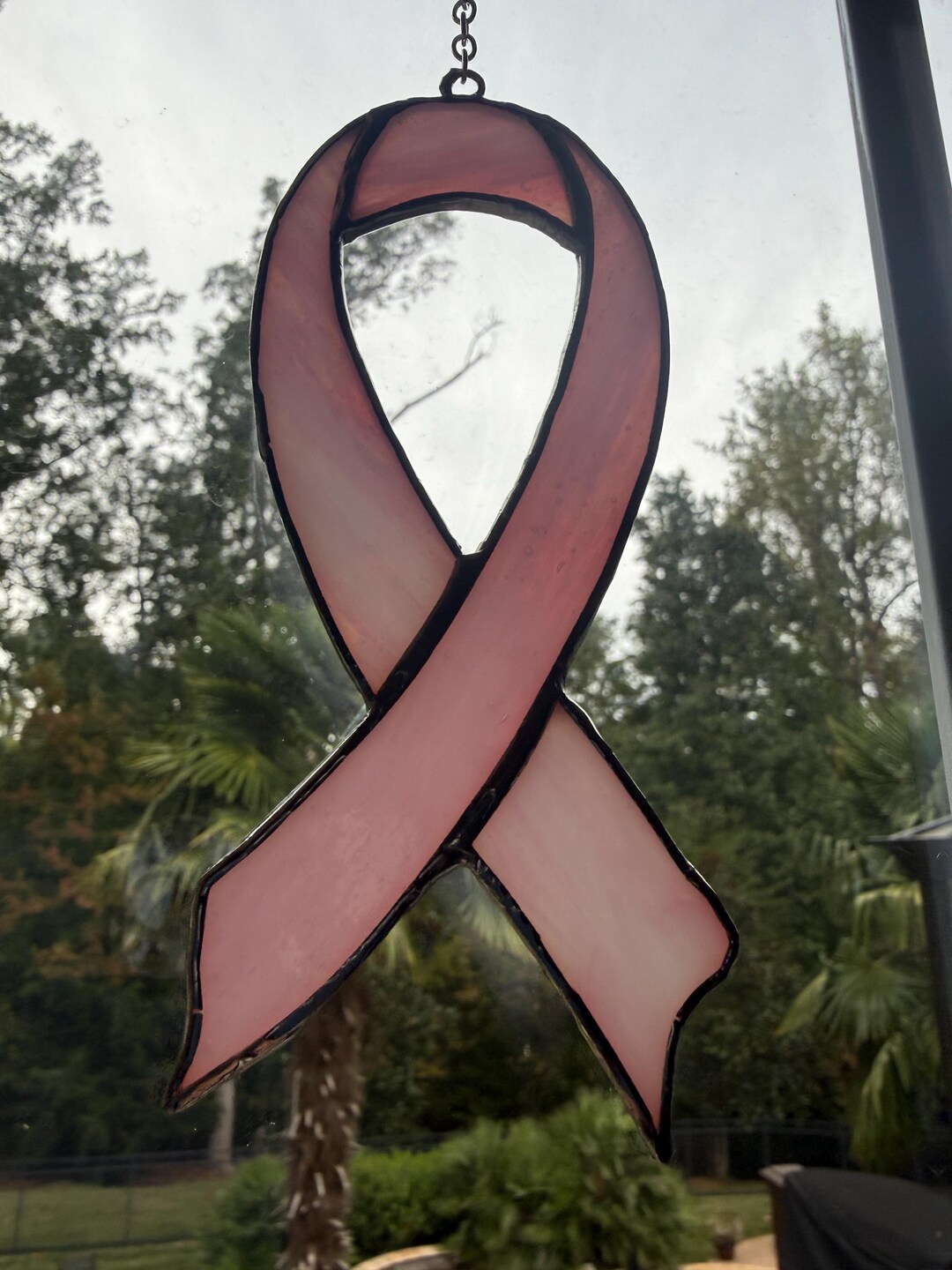 Stained Glass Breast Cancer Ribbon Suncatcher / Breast Cancer Window ...