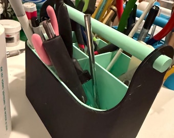 New larger size- Stained glass tool caddy, tool holder for glass cutting tools, tool organizer, stained glass tool box.