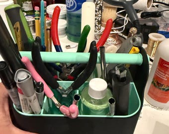 Craft caddy, crafting tool box, Cricut tool organizer, scrapbooking tool holder, sewing tool box, crochet needle caddy, glass tool caddy