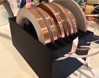 Stained glass foil caddy, foil holder for various sized spools of copper foil.  Many colors available!