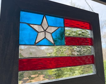 American flag custom stained glass window / wall hanging / Old Glory / Stars & Stripes / Patriotic Gifts / 4th of July / Light catcher