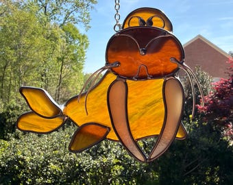 Stained glass walrus / Walrus suncatcher / Marine art / Light catcher / Custom stained glass animals / Stained glass window hanging