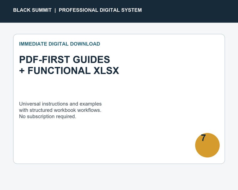 PDF first guides and functional XLSX digital download