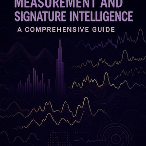 Puede incluir: Gráfico morado oscuro con el texto "MEASUREMENT AND SIGNATURE INTELLIGENCE" y "A COMPREHENSIVE GUIDE". La imagen presenta elementos de visualización de datos, incluidos gráficos de barras y patrones ondulados en tonos morados y dorados.