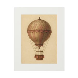 Vintage Hot Air Balloon Art Print — Whimsical Nursery Wall Art, Pink and Neutral Watercolor Decor, Adventure Themed Kids Room Poster, Baby