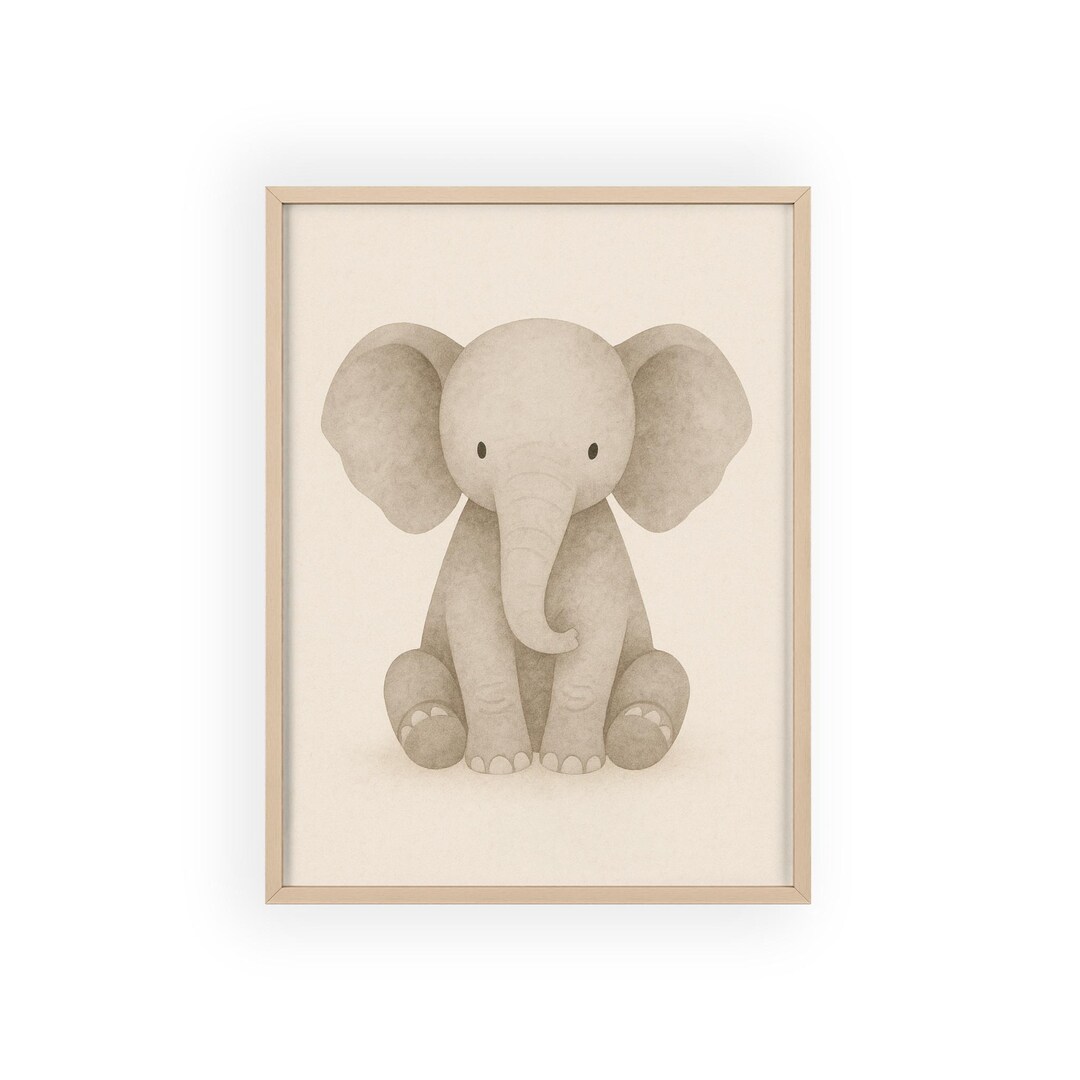 Baby Elephant Watercolor Print – Neutral Nursery Wall Art - Etsy