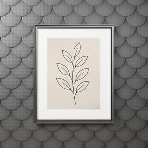 Impressão artística elegante de folhas - decoração botânica emoldurada, arte de parede minimalista, decoração moderna para casa, presente para amantes da natureza, arte para sala de estar