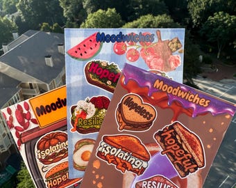 Moodwiches Sticker Pack: Kawaii Sandwich Art - Laptop, Water Bottle Decals