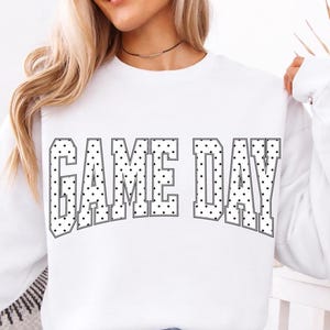 Game Day Polka Dot Text png, Baseball Game Day Lettering, Sports Block Typography, Sublimation Design, Cute Team Spirit shirt design