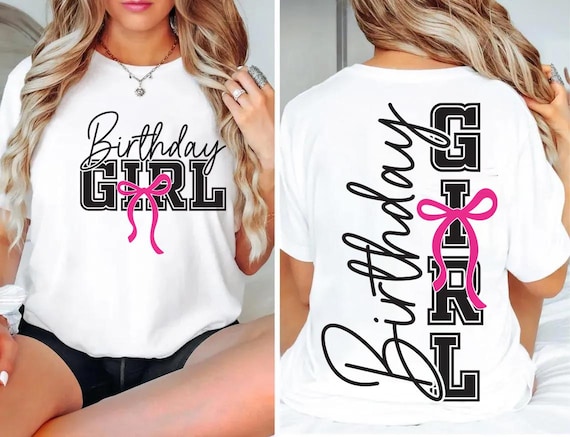 Birthday Girl Shirt svg, Birthday shirt svg, Birthday Girl Shirt, Preppy Coquette Bow svg, Birthday svg, Cricut cut File, Front & Back shirt