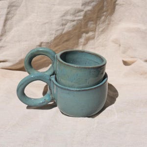 Azzurro Mug Set of 2 | Handmade Ceramic Stoneware | Unique Blue Glaze | Artisanal Pottery | Mug Set