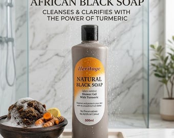 Natural Black Soap Shower Gel with Turmeric – 500ml
