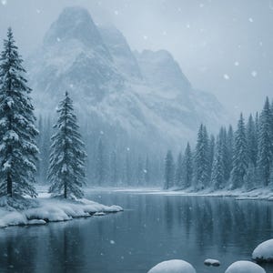 4K Snowy Alpine River – Winter Landscape Wallpaper | 4K Digital Download